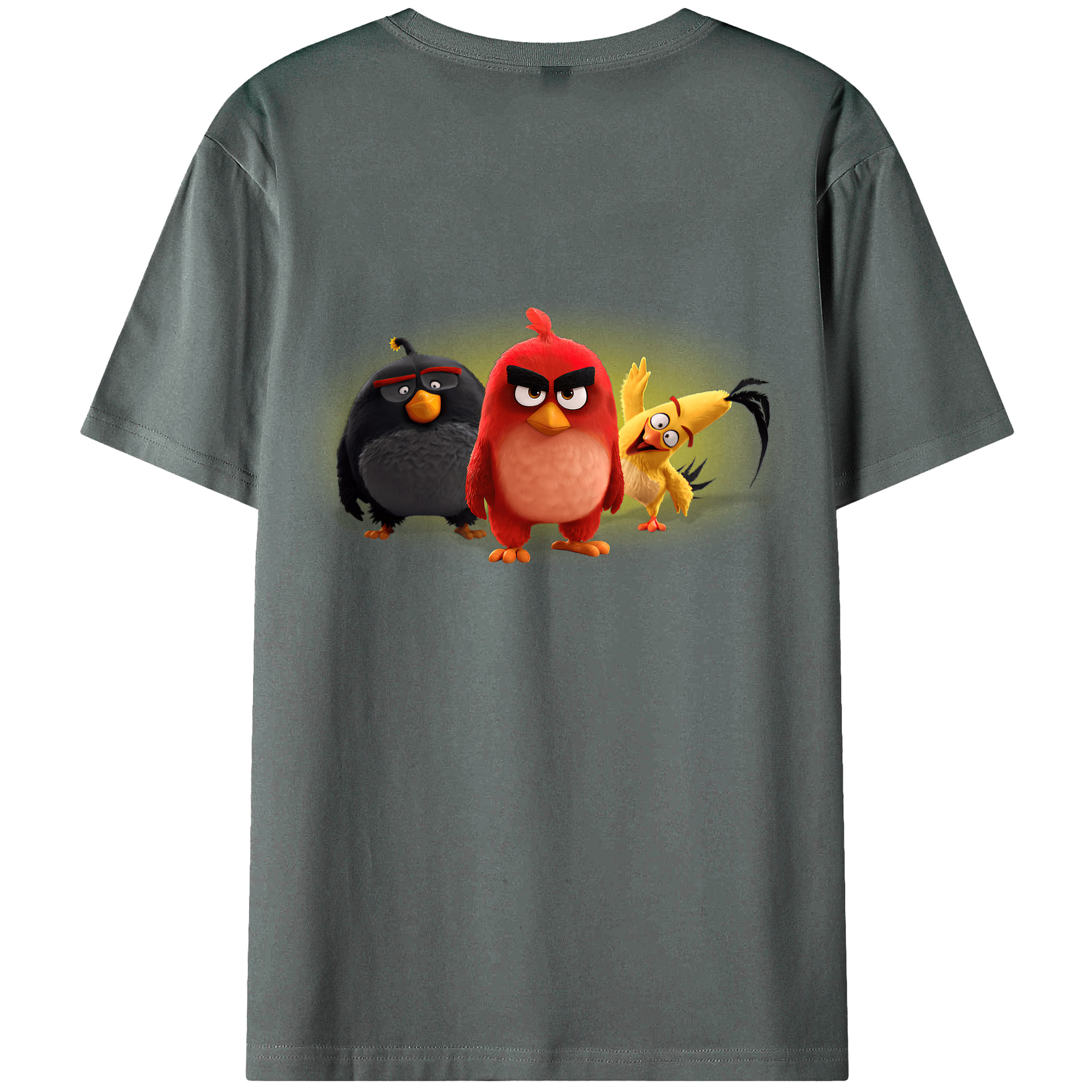 （画像用） Angry Birds アングリーバード 綿100％ メンズ半袖Tシャツ（バックプリント） 通気性